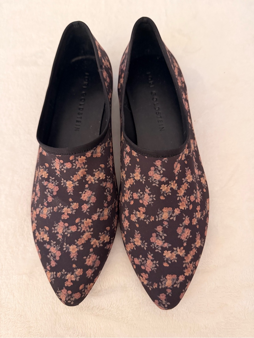 LOGO by Lori Goldstein Black Floral Pointed Slip-On Flats